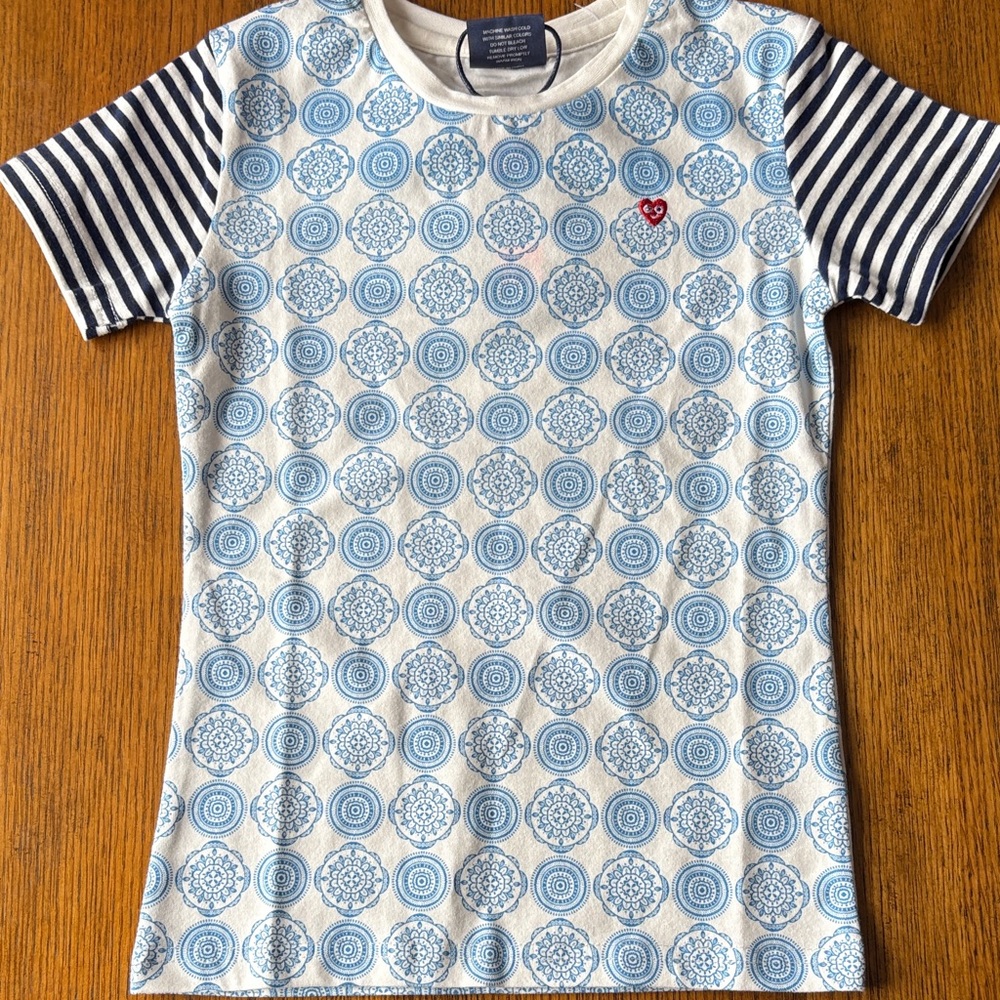 Toobydoo Blue and White Patterned Kids Tee